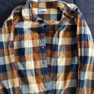 Sonoma Plaid Shirt in Blue, Brown, and Cream